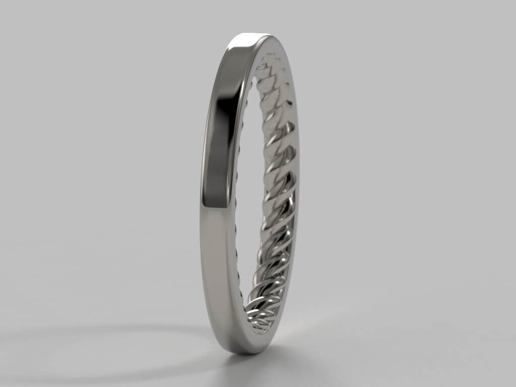 RIBBED BAND IN PLATINUM/PLATINUM